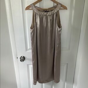 Taylor Shimmering Light Gold Satin Dress